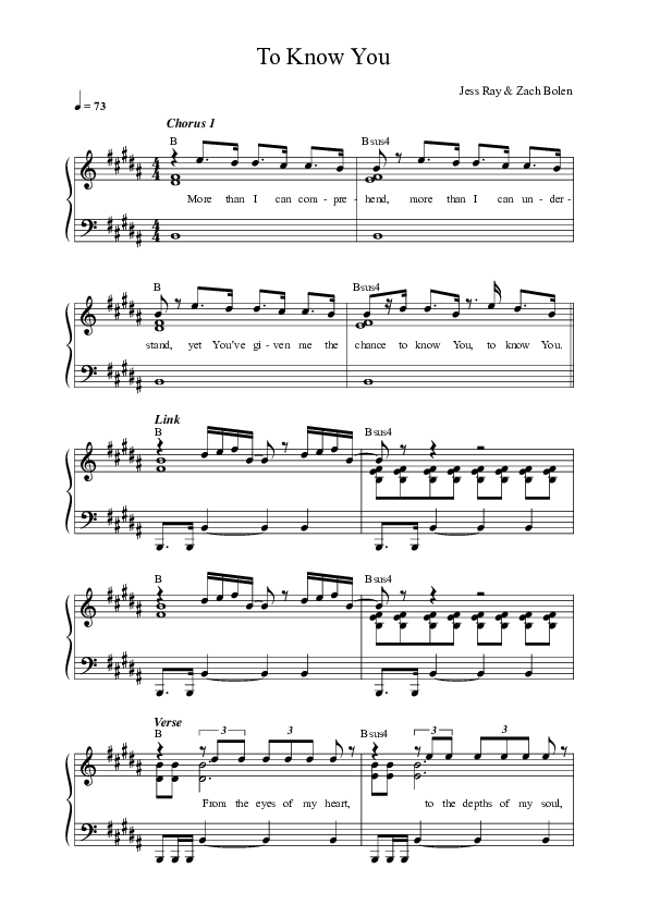 To Know You Lead Sheet Melody (Citizens)