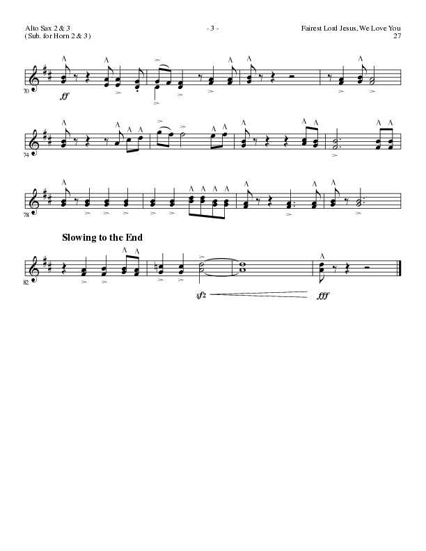 Fairest Lord Jesus, We Love You (Choral Anthem SATB) Alto Sax 2 (Lillenas Choral / Arr. David Clydesdale)