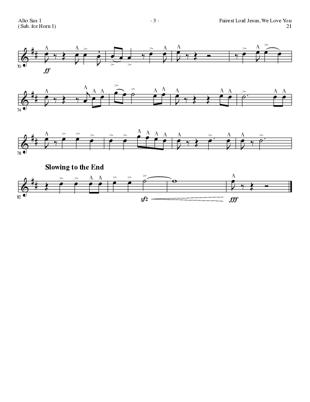 Fairest Lord Jesus, We Love You (Choral Anthem SATB) Alto Sax (Lillenas Choral / Arr. David Clydesdale)