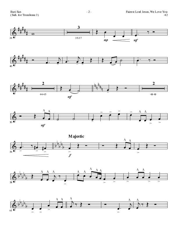 Fairest Lord Jesus, We Love You (Choral Anthem SATB) Bari Sax (Lillenas Choral / Arr. David Clydesdale)