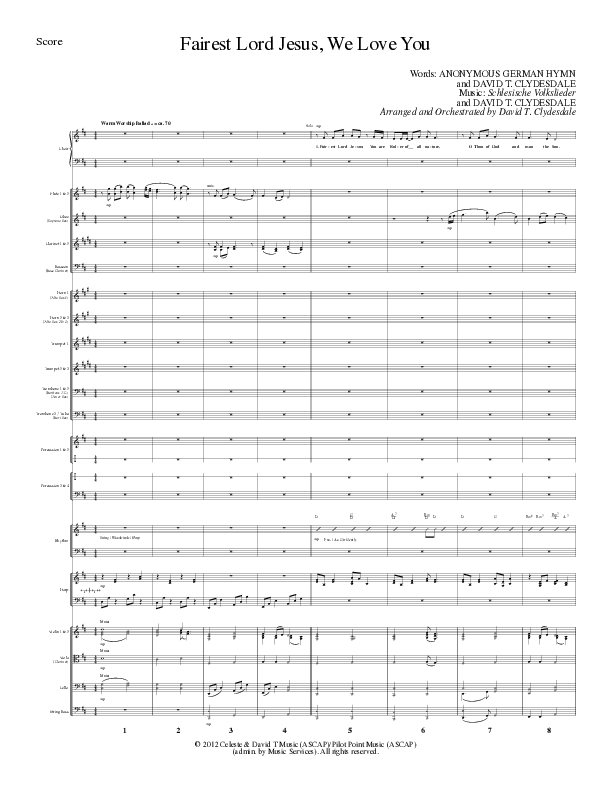 Fairest Lord Jesus, We Love You (Choral Anthem SATB) Orchestration (Lillenas Choral / Arr. David Clydesdale)
