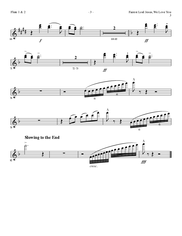 Fairest Lord Jesus, We Love You (Choral Anthem SATB) Flute 1/2 (Lillenas Choral / Arr. David Clydesdale)