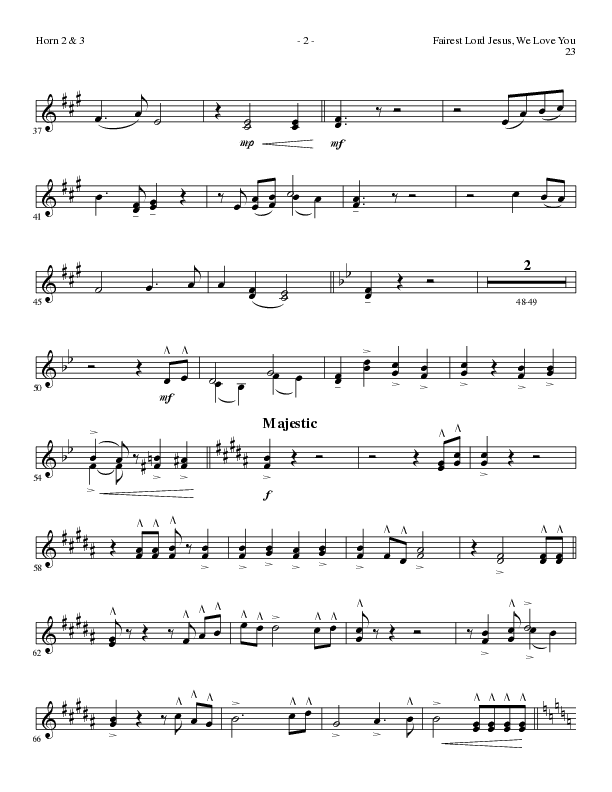 Fairest Lord Jesus, We Love You (Choral Anthem SATB) French Horn 2 (Lillenas Choral / Arr. David Clydesdale)
