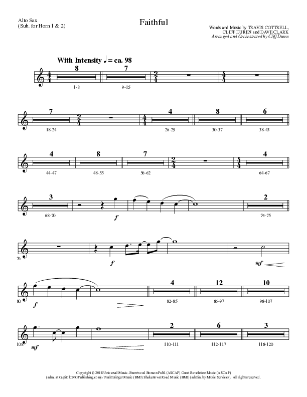 Faithful (Choral Anthem SATB) Alto Sax (Lillenas Choral / Arr. Cliff Duren)