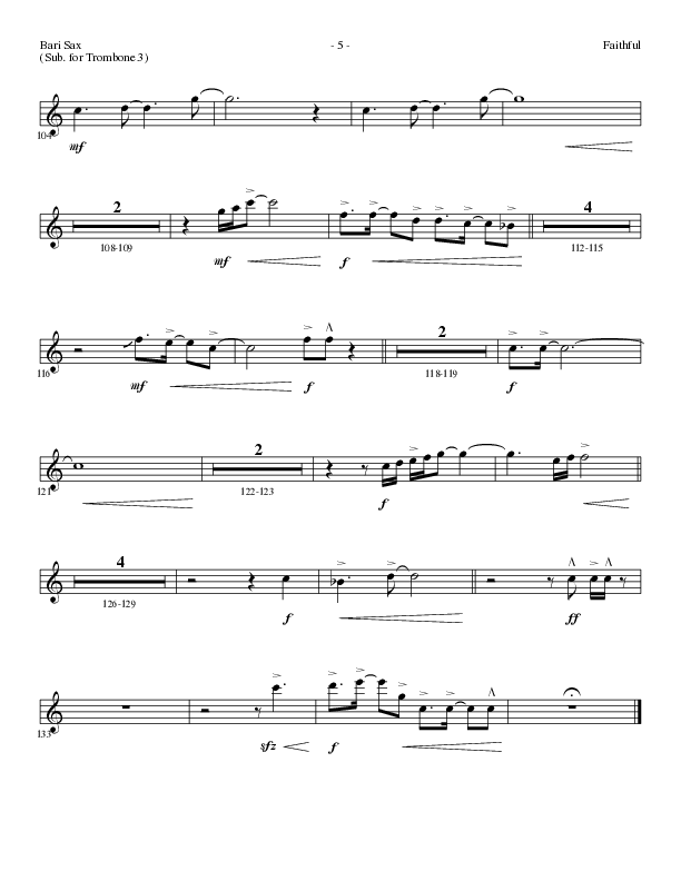 Faithful (Choral Anthem SATB) Bari Sax (Lillenas Choral / Arr. Cliff Duren)