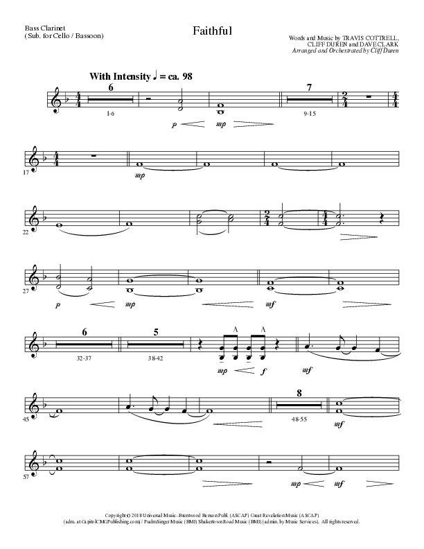 Faithful (Choral Anthem SATB) Bass Clarinet (Lillenas Choral / Arr. Cliff Duren)