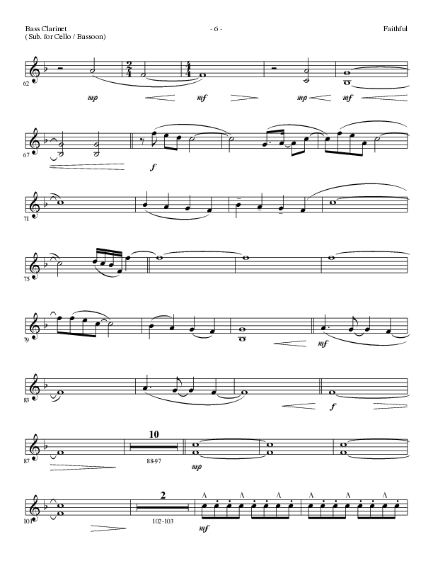 Faithful (Choral Anthem SATB) Bass Clarinet (Lillenas Choral / Arr. Cliff Duren)