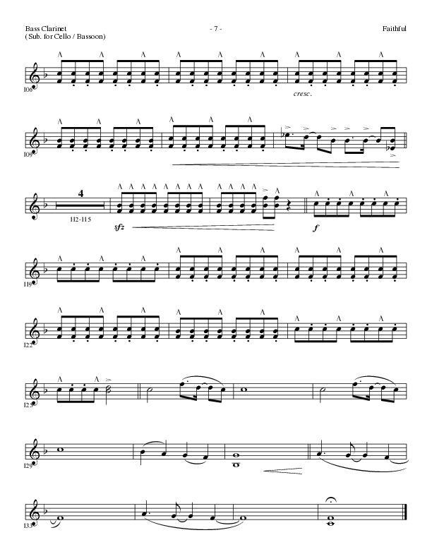 Faithful (Choral Anthem SATB) Bass Clarinet (Lillenas Choral / Arr. Cliff Duren)