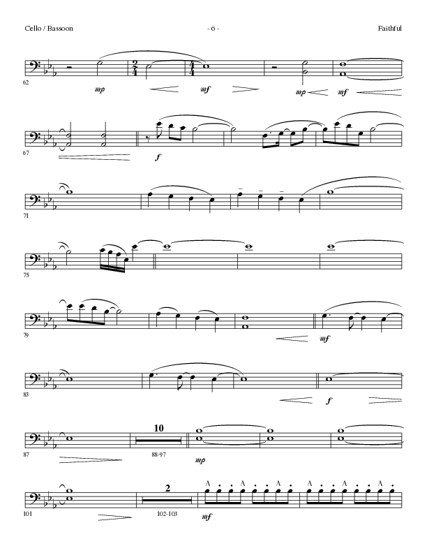 Faithful (Choral Anthem SATB) Cello (Lillenas Choral / Arr. Cliff Duren)