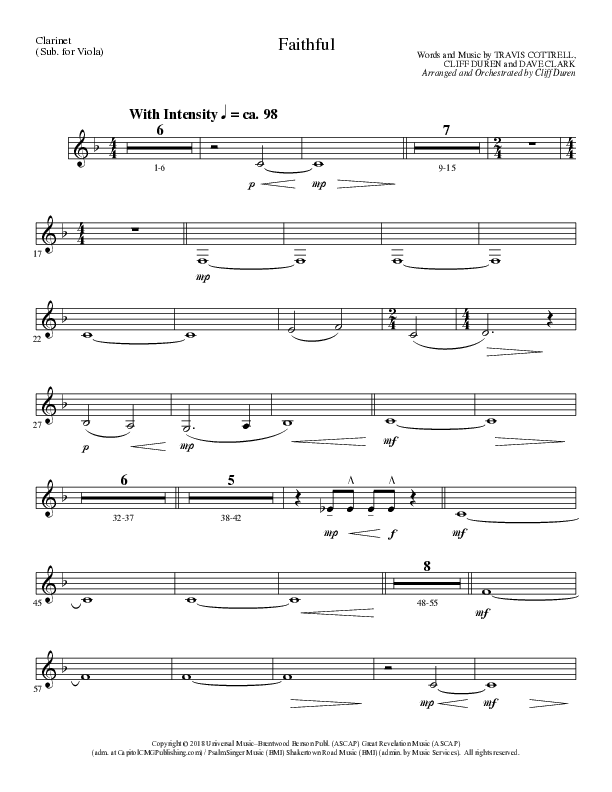 Faithful (Choral Anthem SATB) Clarinet (Lillenas Choral / Arr. Cliff Duren)