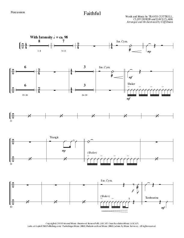 Faithful (Choral Anthem SATB) Percussion (Lillenas Choral / Arr. Cliff Duren)