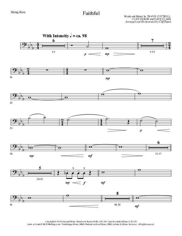 Faithful (Choral Anthem SATB) String Bass (Lillenas Choral / Arr. Cliff Duren)