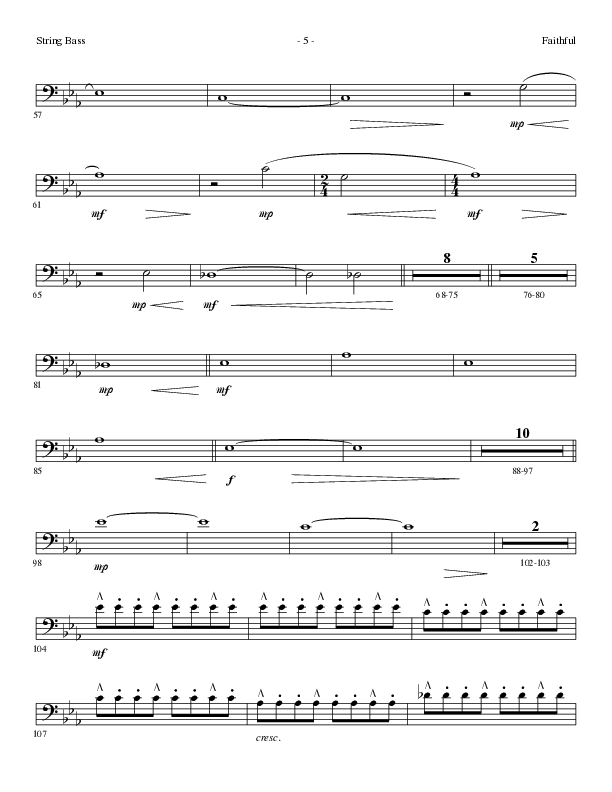 Faithful (Choral Anthem SATB) String Bass (Lillenas Choral / Arr. Cliff Duren)