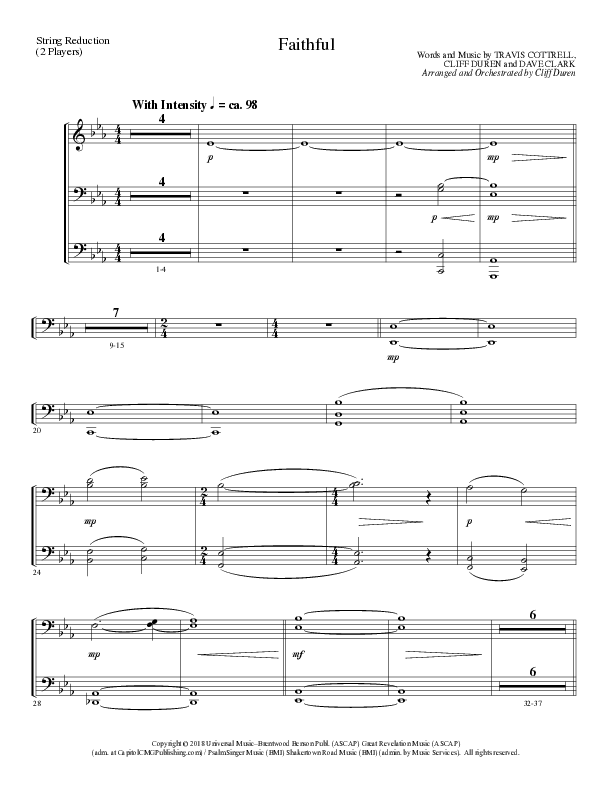 Faithful (Choral Anthem SATB) String Reduction (Lillenas Choral / Arr. Cliff Duren)