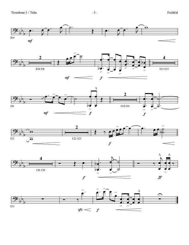 Faithful (Choral Anthem SATB) Trombone 3/Tuba (Lillenas Choral / Arr. Cliff Duren)