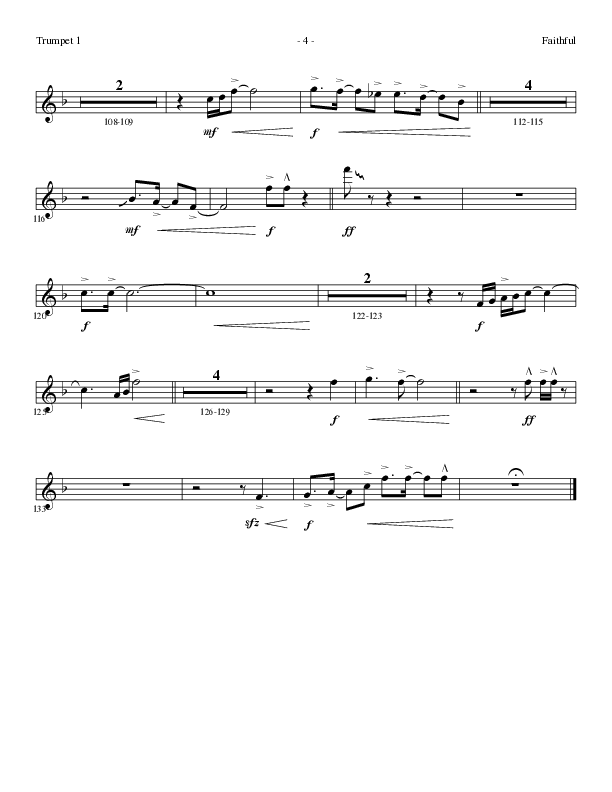 Faithful (Choral Anthem SATB) Trumpet 1 (Lillenas Choral / Arr. Cliff Duren)