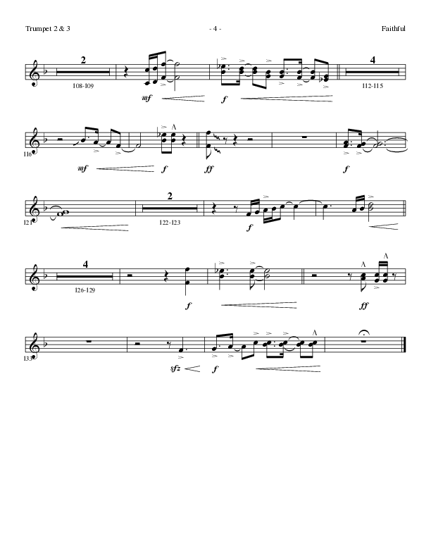 Faithful (Choral Anthem SATB) Trumpet 2/3 (Lillenas Choral / Arr. Cliff Duren)