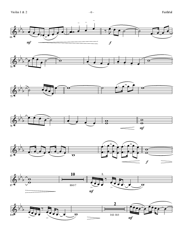 Faithful (Choral Anthem SATB) Violin 1/2 (Lillenas Choral / Arr. Cliff Duren)