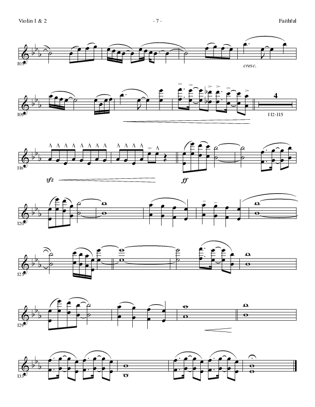 Faithful (Choral Anthem SATB) Violin 1/2 (Lillenas Choral / Arr. Cliff Duren)