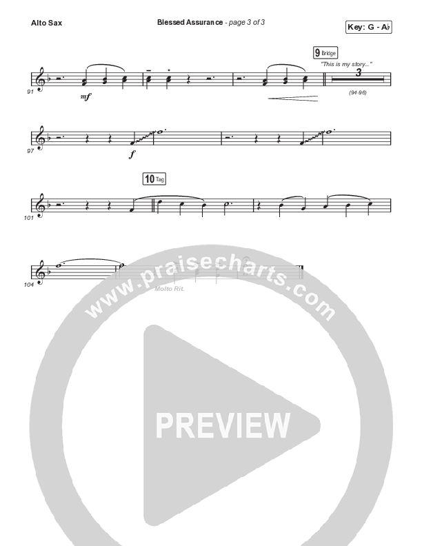 Blessed Assurance (Choral Anthem SATB) Alto Sax (CAIN / David Leonard / Arr. Mason Brown)