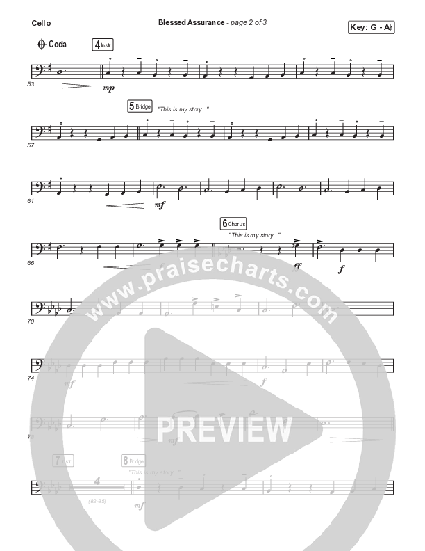 Blessed Assurance (Choral Anthem SATB) Cello (CAIN / David Leonard / Arr. Mason Brown)