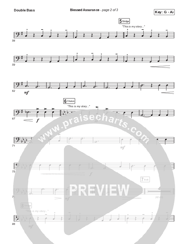 Blessed Assurance (Choral Anthem SATB) String Bass (CAIN / David Leonard / Arr. Mason Brown)