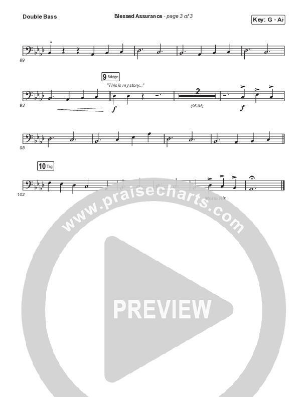 Blessed Assurance (Choral Anthem SATB) String Bass (CAIN / David Leonard / Arr. Mason Brown)