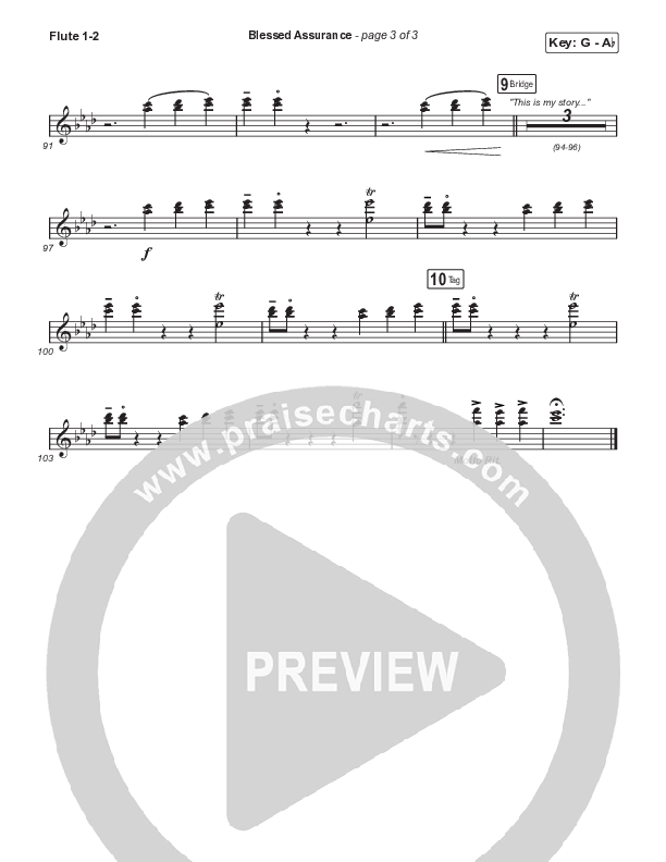 Blessed Assurance (Choral Anthem SATB) Flute 1,2 (CAIN / David Leonard / Arr. Mason Brown)
