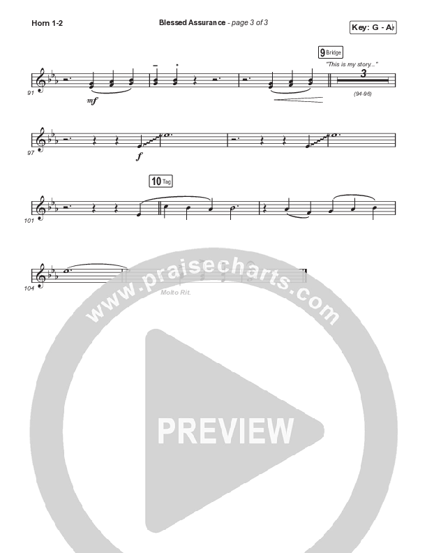 Blessed Assurance (Choral Anthem SATB) French Horn 1,2 (CAIN / David Leonard / Arr. Mason Brown)