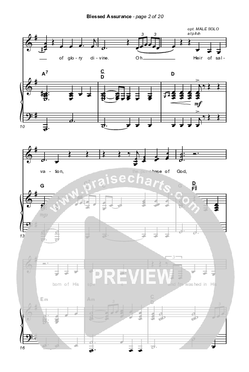 Blessed Assurance (Choral Anthem SATB) Octavo (SATB & Pno) (CAIN / David Leonard / Arr. Mason Brown)
