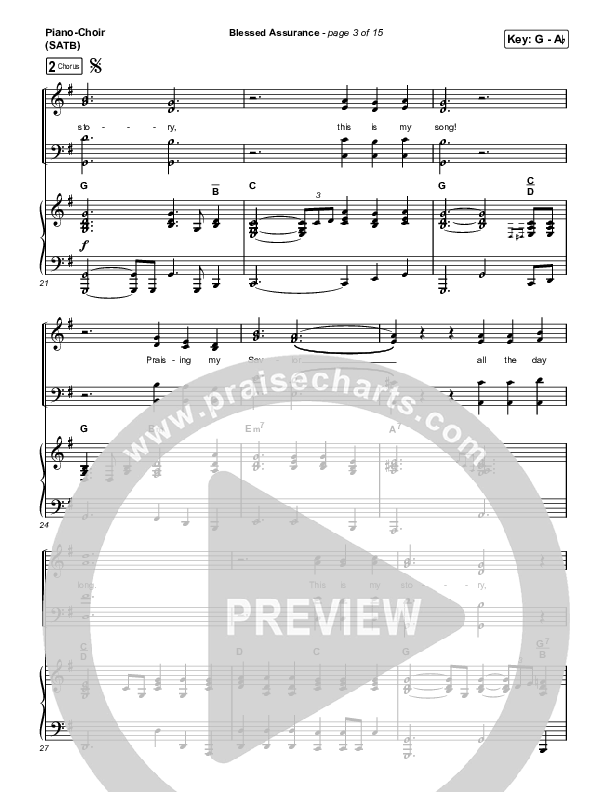 Blessed Assurance (Choral Anthem SATB) Piano/Vocal (SATB) (CAIN / David Leonard / Arr. Mason Brown)