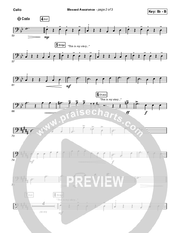 Blessed Assurance (Worship Choir/SAB) Cello (CAIN / David Leonard / Arr. Mason Brown)