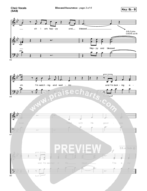 Blessed Assurance (Worship Choir/SAB) Choir Sheet (SAB) (CAIN / David Leonard / Arr. Mason Brown)