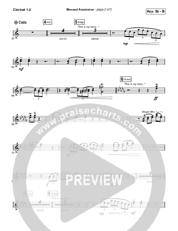 Blessed Assurance (Worship Choir/SAB) Clarinet 1/2 (CAIN / David Leonard / Arr. Mason Brown)