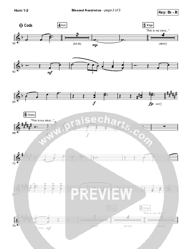 Blessed Assurance (Worship Choir/SAB) French Horn 1/2 (CAIN / David Leonard / Arr. Mason Brown)