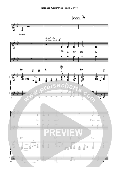 Blessed Assurance (Worship Choir/SAB) Octavo (SAB & Pno) (CAIN / David Leonard / Arr. Mason Brown)