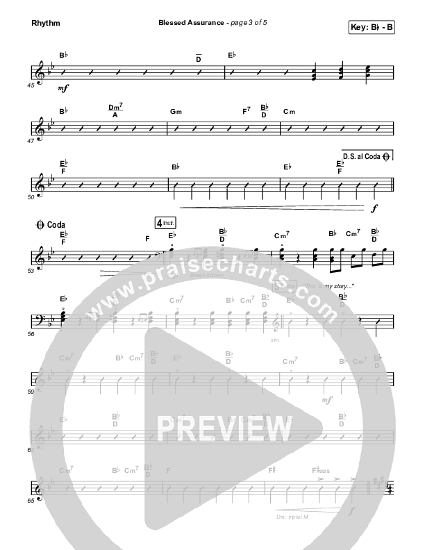Blessed Assurance (Worship Choir/SAB) Rhythm Chart (CAIN / David Leonard / Arr. Mason Brown)
