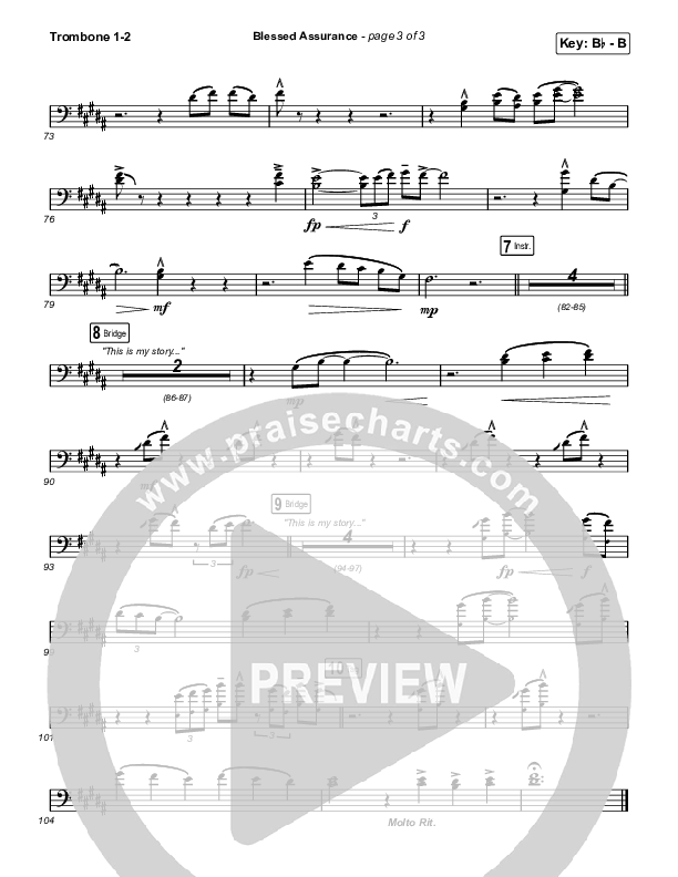 Blessed Assurance (Worship Choir/SAB) Trombone 1/2 (CAIN / David Leonard / Arr. Mason Brown)