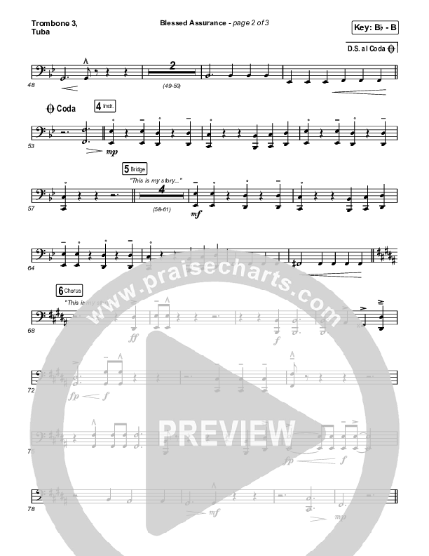 Blessed Assurance (Worship Choir/SAB) Trombone 3/Tuba (CAIN / David Leonard / Arr. Mason Brown)