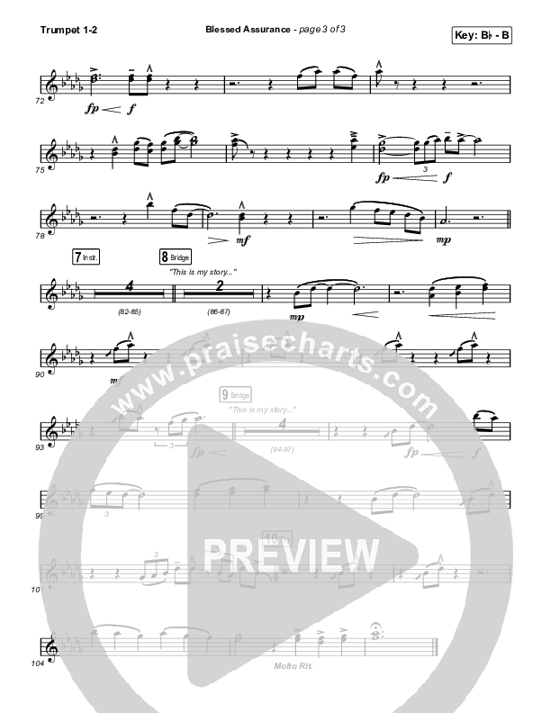 Blessed Assurance (Worship Choir/SAB) Trumpet 1,2 (CAIN / David Leonard / Arr. Mason Brown)
