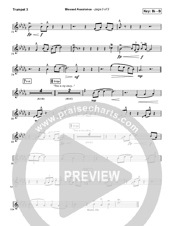 Blessed Assurance (Worship Choir/SAB) Trumpet 3 (CAIN / David Leonard / Arr. Mason Brown)