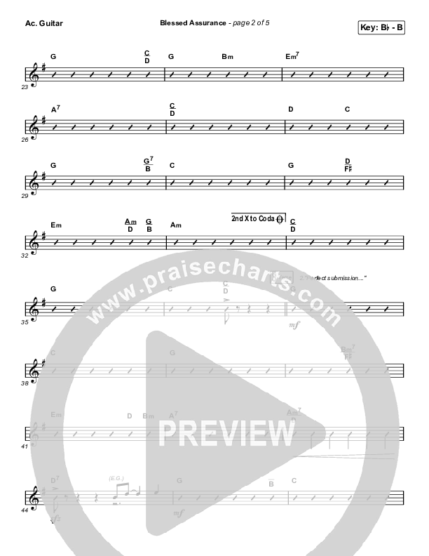 Blessed Assurance (Unison/2-Part) Acoustic Guitar (CAIN / David Leonard / Arr. Mason Brown)