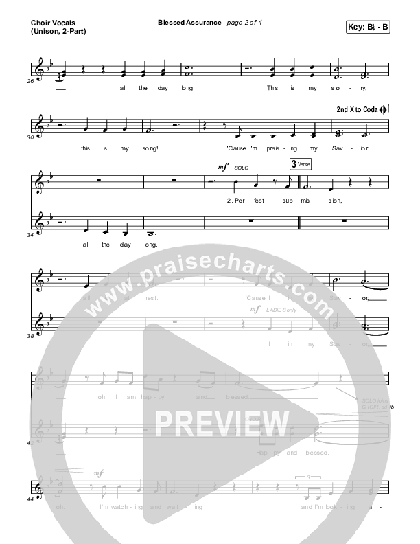 Blessed Assurance (Unison/2-Part) Choir Vocals (Uni/2-Part) (CAIN / David Leonard / Arr. Mason Brown)