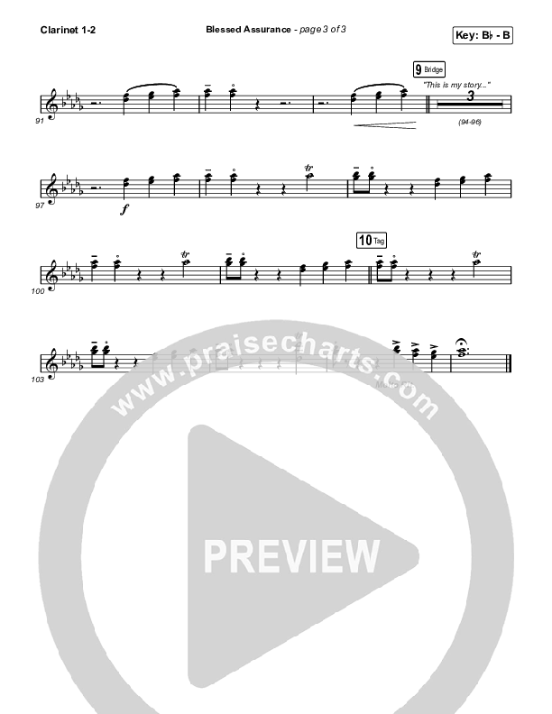 Blessed Assurance (Unison/2-Part) Clarinet 1/2 (CAIN / David Leonard / Arr. Mason Brown)