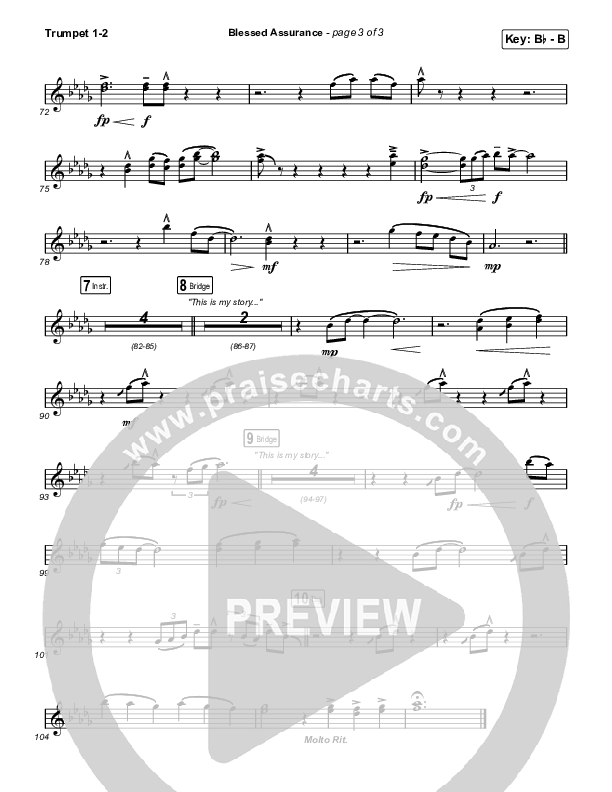 Blessed Assurance (Unison/2-Part) Trumpet 1,2 (CAIN / David Leonard / Arr. Mason Brown)