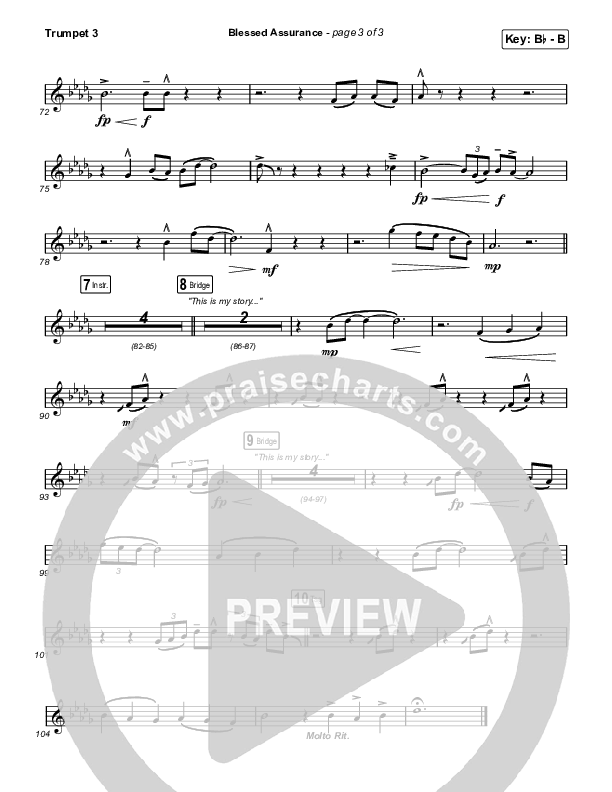 Blessed Assurance (Unison/2-Part) Trumpet 3 (CAIN / David Leonard / Arr. Mason Brown)