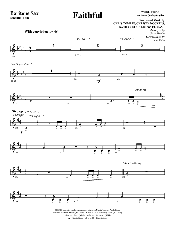 Faithful (Choral Anthem SATB) Bari Sax (Word Music / Arr. Gary Rhodes)