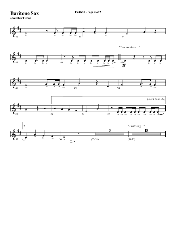 Faithful (Choral Anthem SATB) Bari Sax (Word Music / Arr. Gary Rhodes)