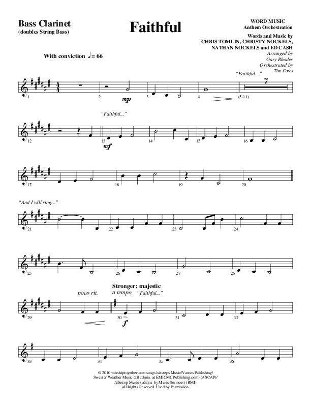 Faithful (Choral Anthem SATB) Bass Clarinet (Word Music / Arr. Gary Rhodes)