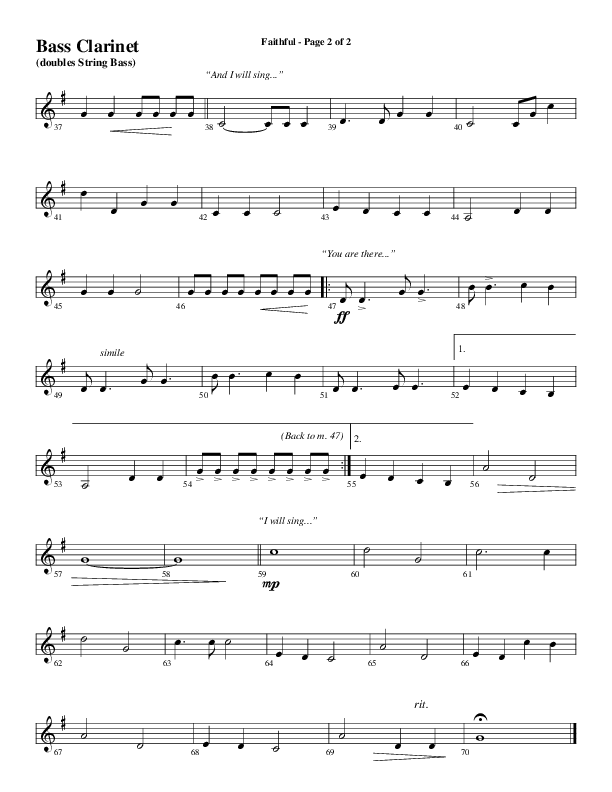 Faithful (Choral Anthem SATB) Bass Clarinet (Word Music / Arr. Gary Rhodes)